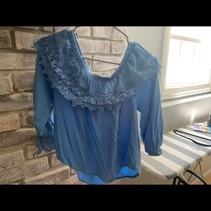 Blue off the shoulder top